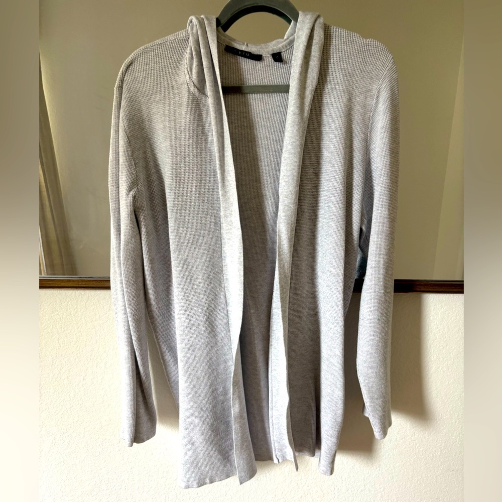 Cyrus Gray Hooded Cardigan, Size Medium